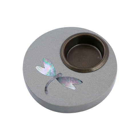 Round Tea Light with Mother of Pearl Inlay